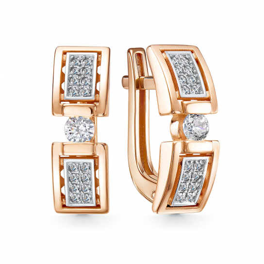 Золотые серьги 585, женские, с фианитом