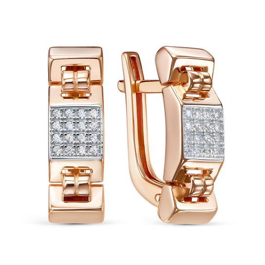 Золотые серьги 585, женские, с фианитом