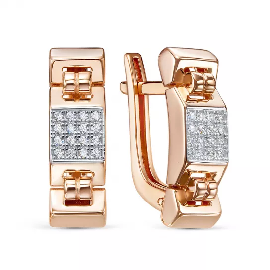 Золотые серьги 585, женские, с фианитом