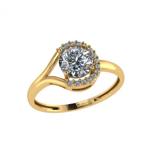 Золотое кольцо 585, женское, с фианитом, размер 18