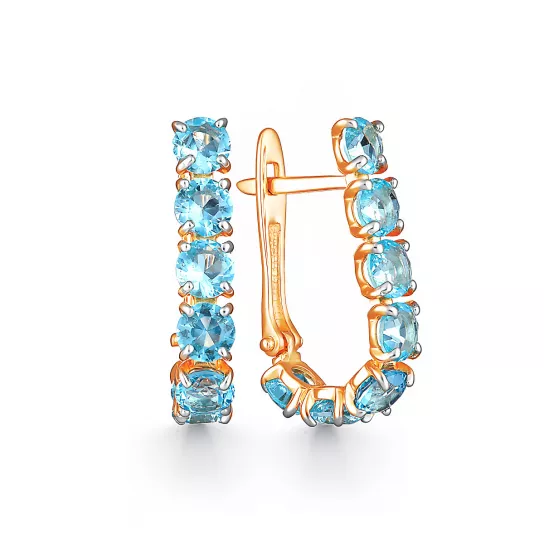 Золотые серьги 585, женские, с кварцем