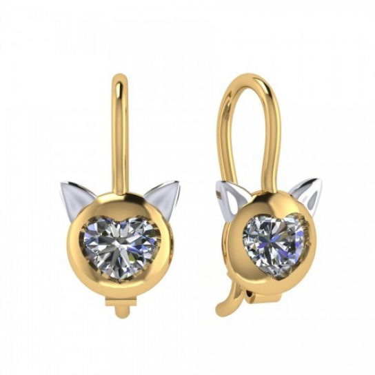 Серьги детские с фианитом из золота