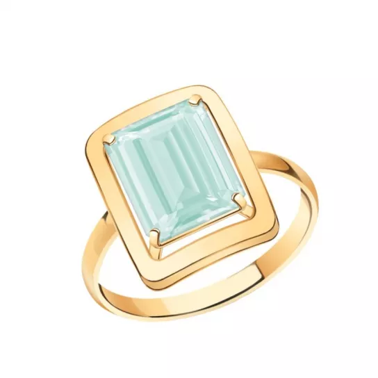 Золотое кольцо 585, женское, с кварцем, размер 17