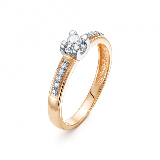 Золотое кольцо 585, с бриллиантом, размер 16