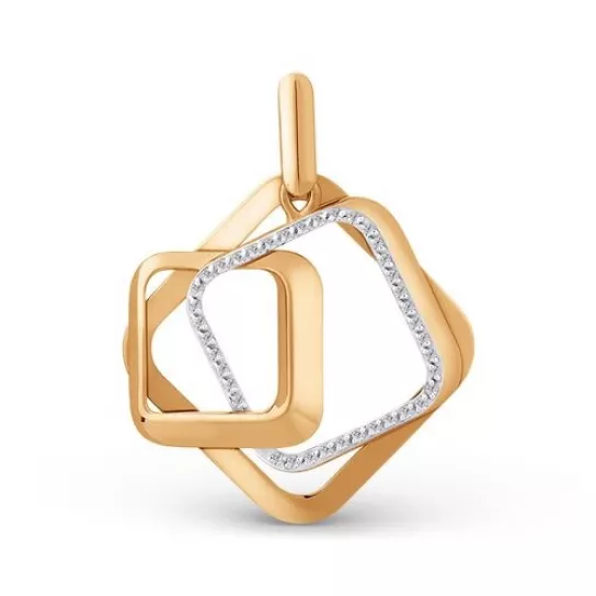 Золотая подвеска 585, женская, с фианитом