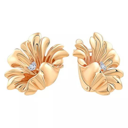 Золотые серьги 585, женские, с фианитом