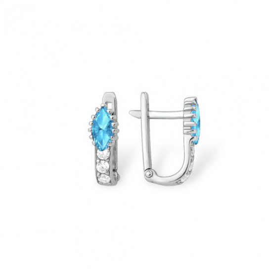Серьги детские с фианитом из серебра