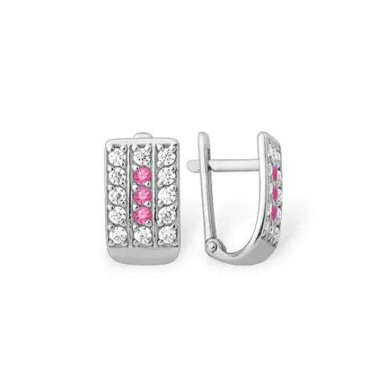Серьги детские с фианитом из серебра