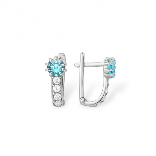 Серьги детские с фианитом из серебра