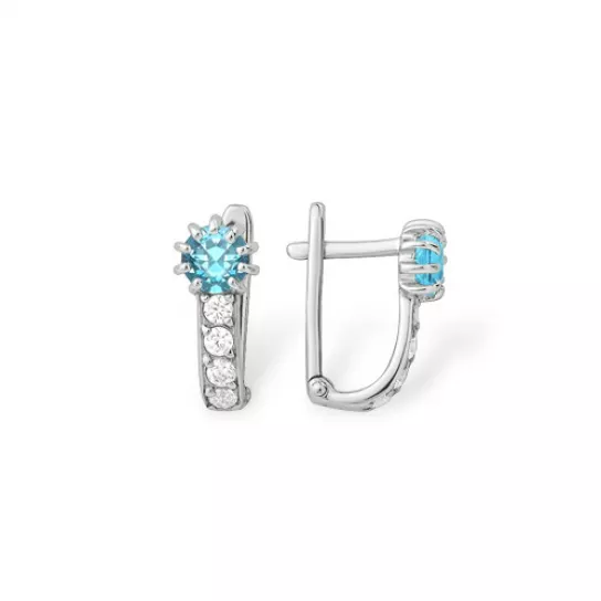 Серьги детские с фианитом из серебра
