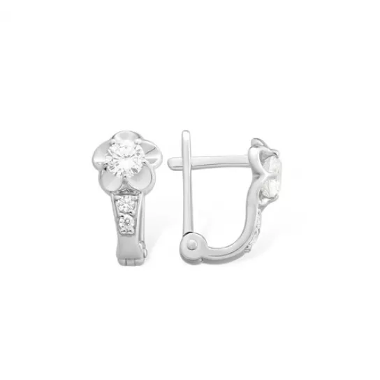 Серьги детские с фианитом из серебра
