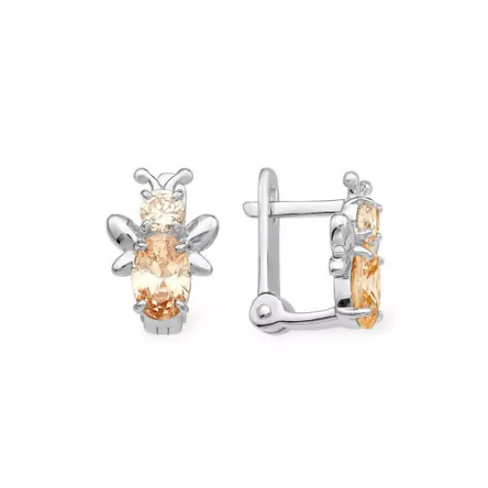Серьги детские с фианитом из серебра