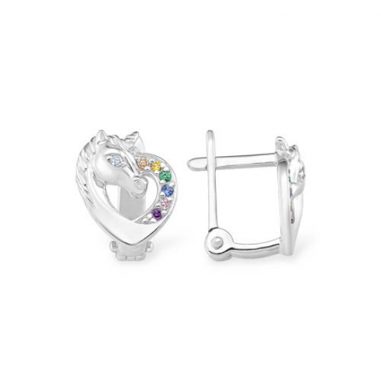 Серьги детские с фианитом из серебра