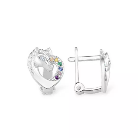 Серьги детские с фианитом из серебра