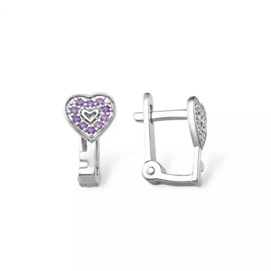 Серьги детские с фианитом из серебра