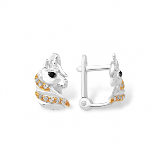 Серьги детские с фианитом из серебра