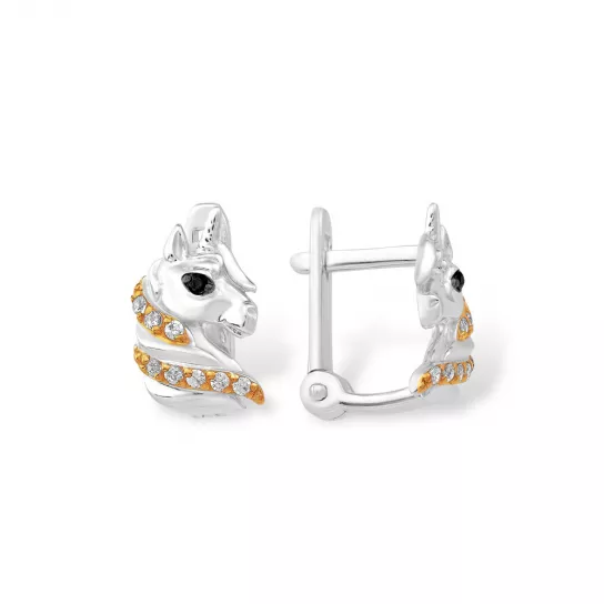 Серьги детские с фианитом из серебра