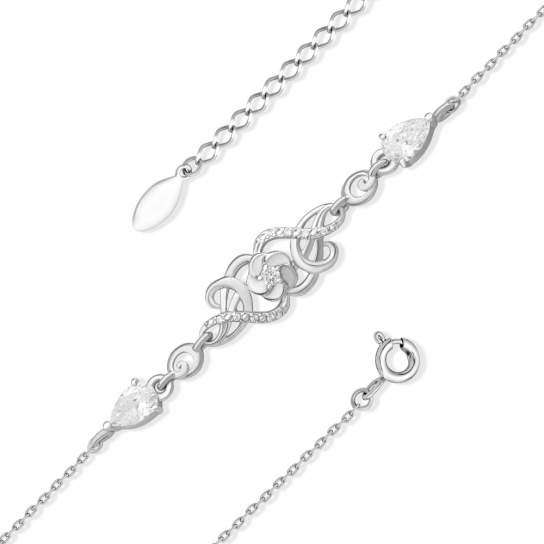 Серебряный браслет 925, плетение фигурное, длина 18 см