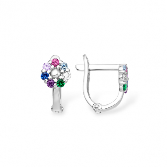Серьги детские с фианитом из серебра