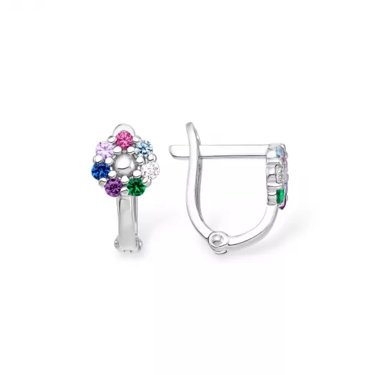 Серьги детские с фианитом из серебра