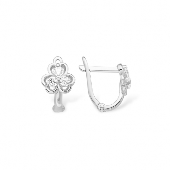 Серьги детские с фианитом из серебра