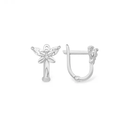 Серьги детские с фианитом из серебра
