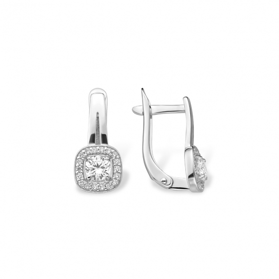 Серебряные серьги 925, женские, с фианитом