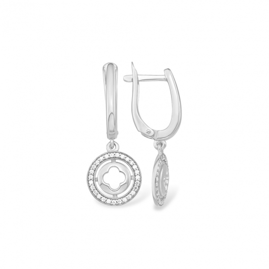 Серебряные серьги 925, женские, с фианитом