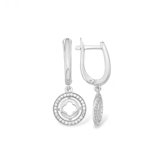 Серебряные серьги 925, женские, с фианитом