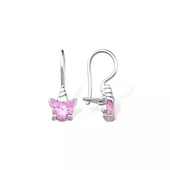 Серьги детские с фианитом и эмалью из серебра