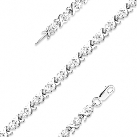 Серебряный браслет 925, плетение фигурное, длина 18.5 см