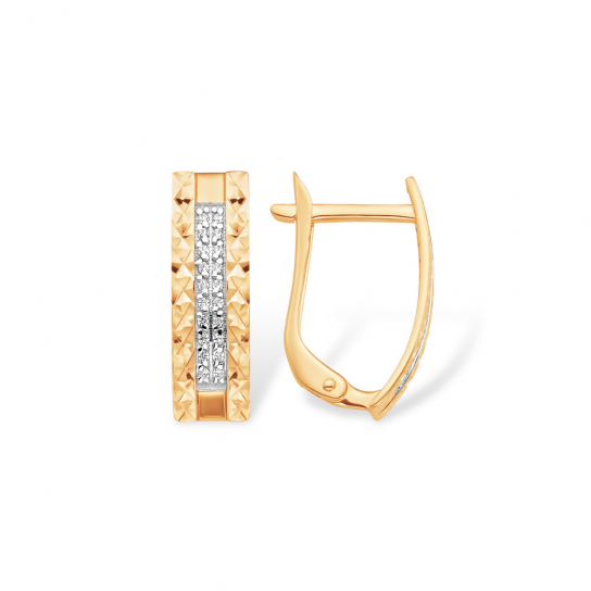 Золотые серьги 585, женские, с фианитом