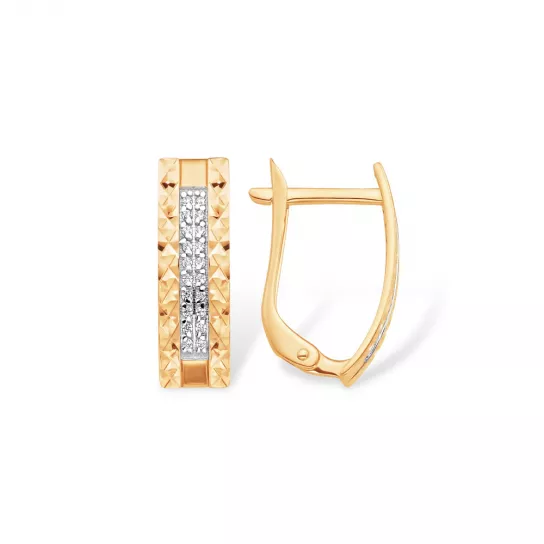 Золотые серьги 585, женские, с фианитом