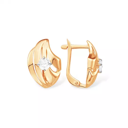 Золотые серьги 585, женские, с фианитом
