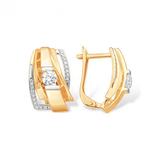 Золотые серьги 585, женские, с фианитом