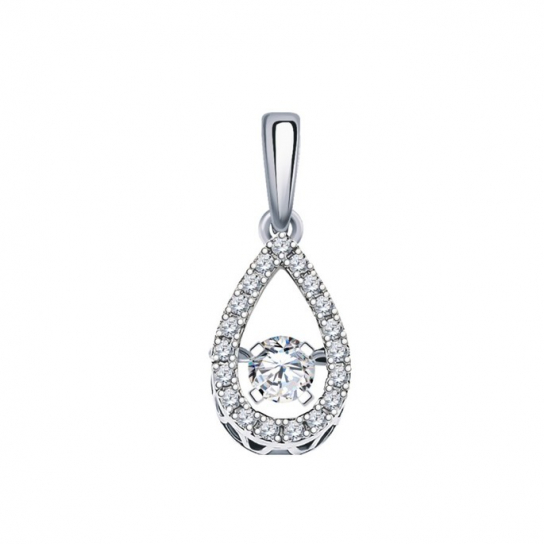 Серебряная подвеска 925, женская, с фианитом