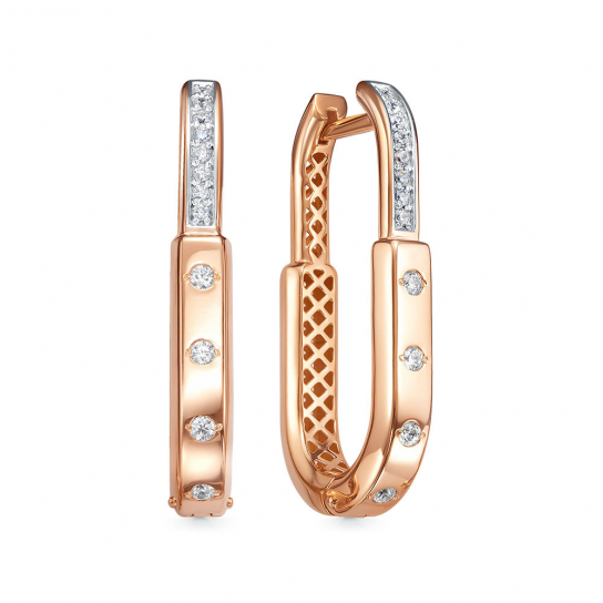Золотые серьги 585, женские, с фианитом