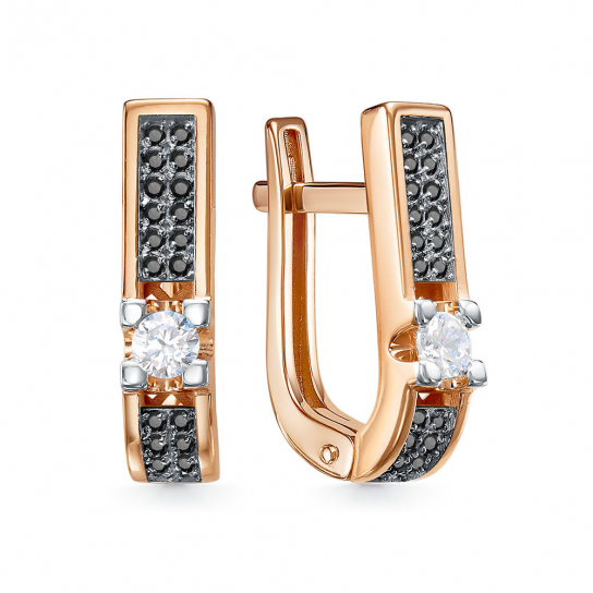Золотые серьги 585, женские, с фианитом