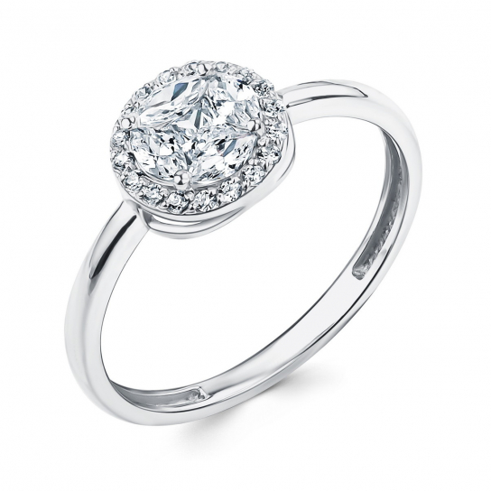 Серебряное кольцо 925, женское, с фианитом, размер 17.5