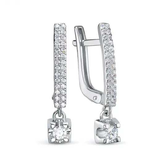 Золотые серьги 585, женские, с фианитом