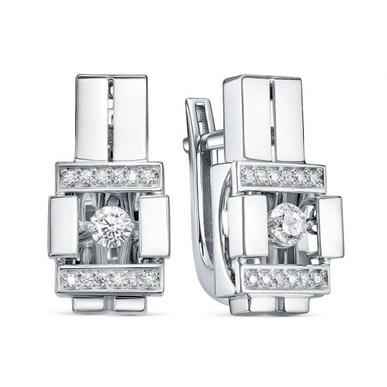 Золотые серьги 585, женские, с фианитом
