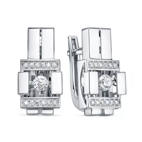 Золотые серьги 585, женские, с фианитом