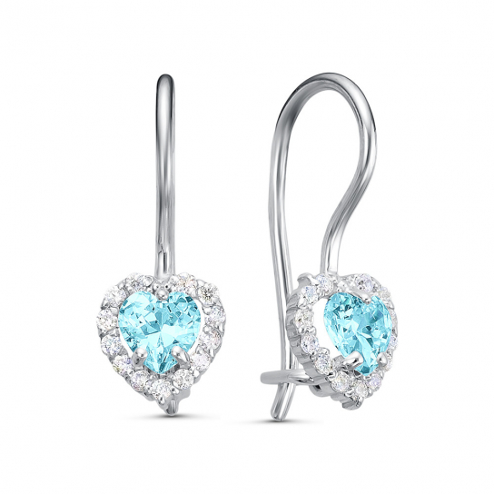 Серьги детские с фианитом из серебра
