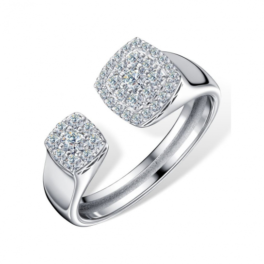 Серебряное кольцо 925, женское, с фианитом, размер 19