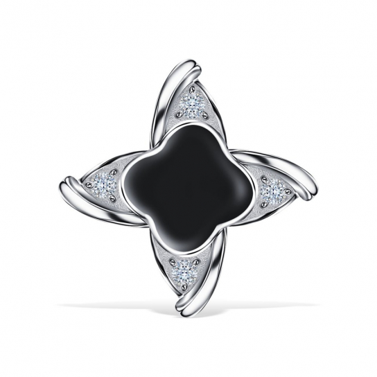 Серебряная подвеска 925, женская, с фианитом и эмалью