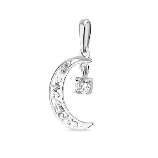 Серебряная подвеска 925, женская, с фианитом