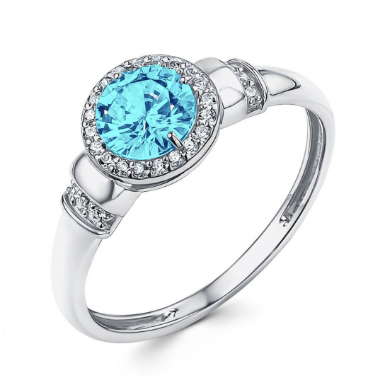 Серебряное кольцо 925, женское, с топазом и фианитом, размер 17.5