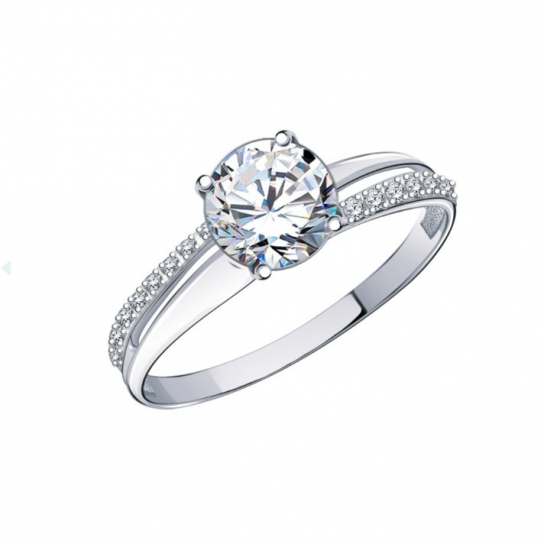 Серебряное кольцо 925, женское, с фианитом, размер 16.5