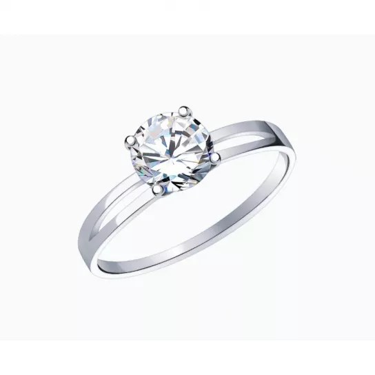 Серебряное кольцо 925, женское, с фианитом, размер 17.5
