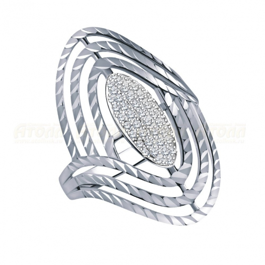 Серебряное кольцо 925, женское, с фианитом, размер 18